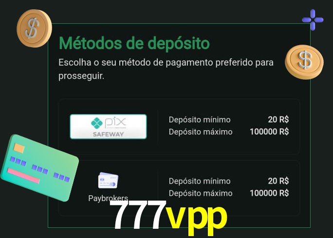 O cassino 777vpp oferece uma grande variedade de métodos de pagamento